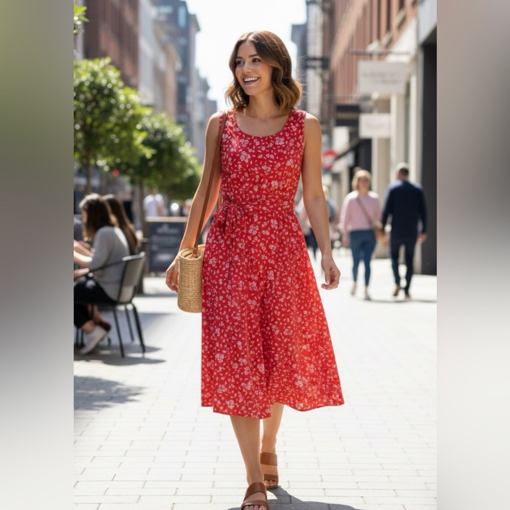 Lauren Ralph Lauren‎ Dress Womens Size 14 Red Floral Zawato Fairycore Maxi New